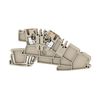 Installations-Etagenklemme, PUSH IN, dunkelbeige, 2.5 mm², 24 A, 400 V, Anzahl Anschlüsse: 2, Anzahl der Etagen: 1