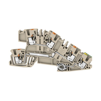 Installations-Etagenklemme, PUSH IN, dunkelbeige, 2.5 mm², 24 A, 250 V, Anzahl Anschlüsse: 5, Anzahl der Etagen: 3
