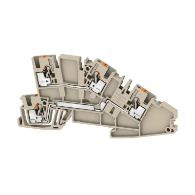 Installations-Etagenklemme, PUSH IN, dunkelbeige, 2.5 mm², 24 A, 400 V, Anzahl Anschlüsse: 4, Anzahl der Etagen: 2
