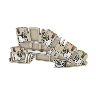 Installations-Etagenklemme, PUSH IN, dunkelbeige, 2.5 mm², 24 A, 250 V, Anzahl Anschlüsse: 5, Anzahl der Etagen: 3