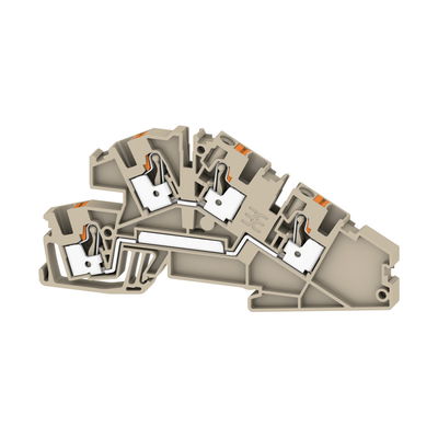 Installations-Etagenklemme, PUSH IN, dunkelbeige, 4 mm², 30 A, 400 V, Anzahl Anschlüsse: 4, Anzahl der Etagen: 2