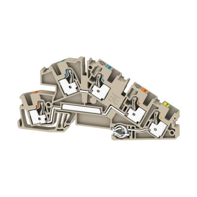 Installations-Etagenklemme, PUSH IN, dunkelbeige, 4 mm², 30 A, 250 V, Anzahl Anschlüsse: 5, Anzahl der Etagen: 3