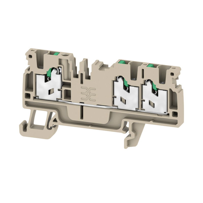 Durchgangs-Reihenklemme, SNAP IN, dunkelbeige, 2.5 mm², 24 A, 800 V, Anzahl Anschlüsse: 3