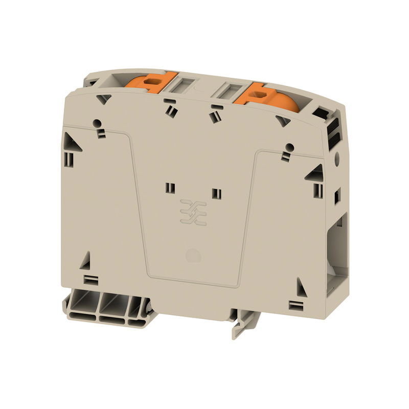 Durchgangs-Reihenklemme, PUSH IN, dunkelbeige, 95 mm², 232 A, 1000 V, Anzahl Anschlüsse: 2