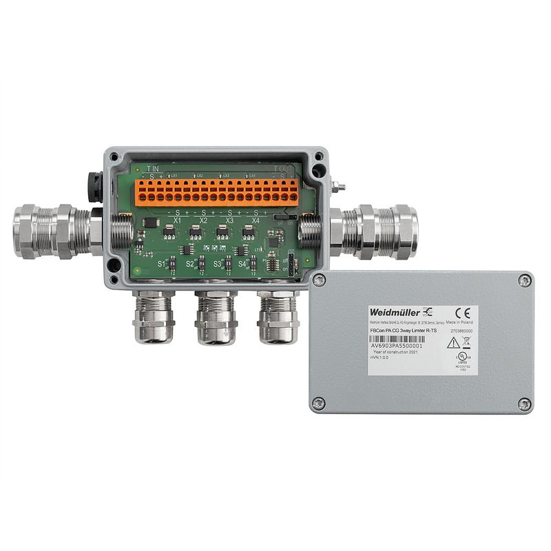 Ripartitore bus di campo, Ripartitore a 3 canali LIMITER, Materiale base della custodia: Alluminio, Aluminum, Profibus PA, Fieldbus Foundation
