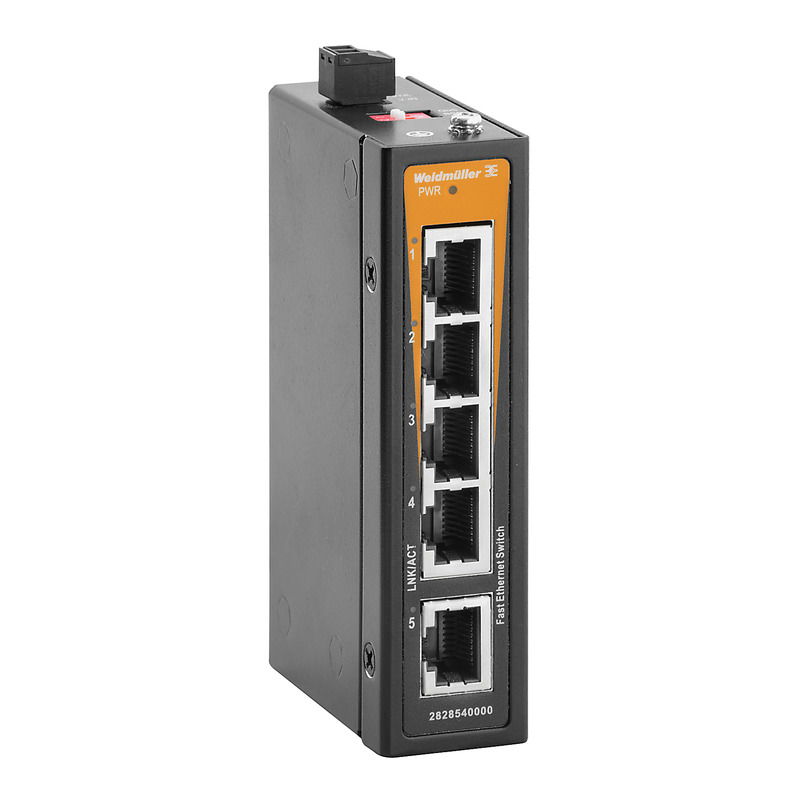 Switch rete, unmanaged, Fast Ethernet, 5x RJ45, -40 °C...75 °C, IP40