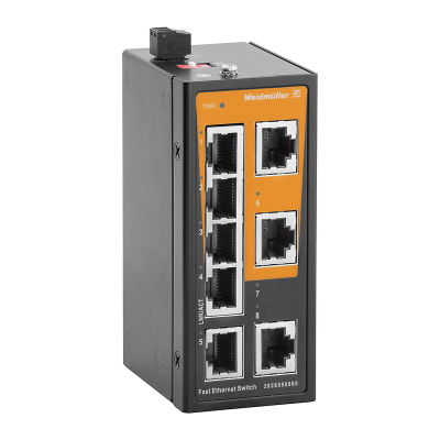 Switch rete, unmanaged, Fast Ethernet, 8x RJ45, -40 °C...75 °C, IP40
