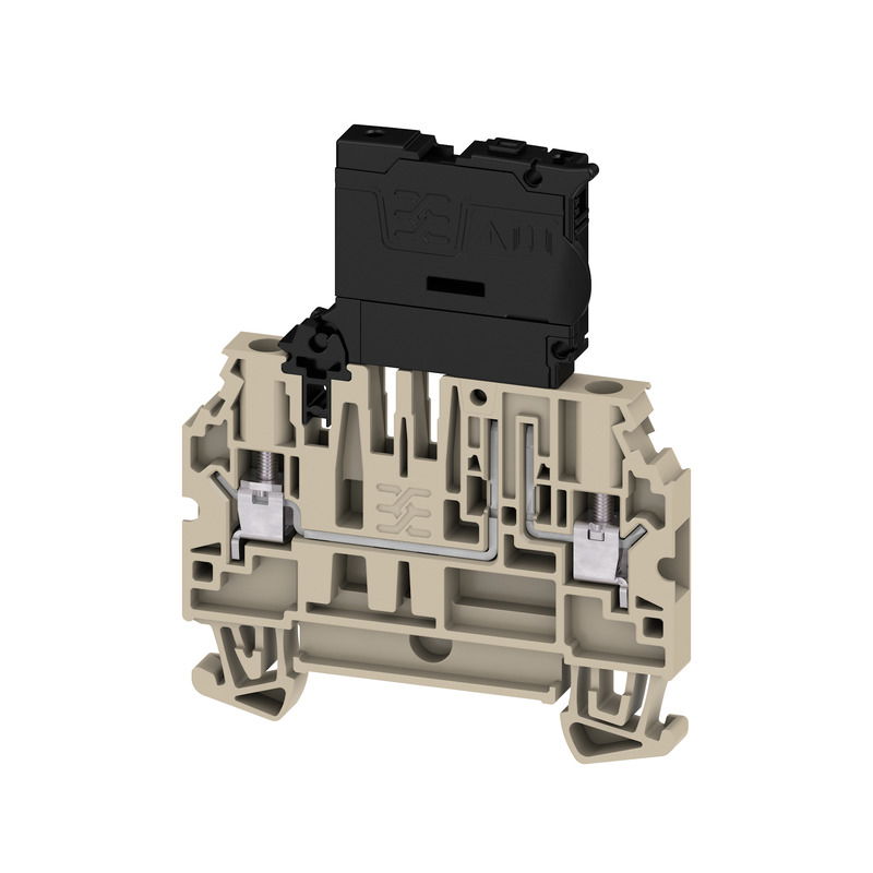 Morsetto componibile portafusibile, Collegamento a vite, Beige scuro, 4 mm², 6.3 A, 500 V, Numero di collegamenti: 2, Numero di piani: 1, TS 35