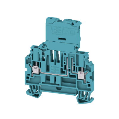Morsetto componibile portafusibile, Collegamento a vite, blu, 4 mm², 6.3 A, 500 V, Numero di collegamenti: 2, Numero di piani: 1, TS 35
