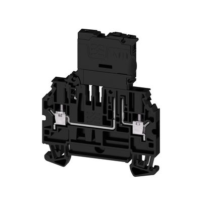 Sicherungs-Reihenklemme, Schraubanschluss, schwarz, 4 mm², 6.3 A, 500 V, Anzahl Anschlüsse: 2, Anzahl der Etagen: 1, TS 35