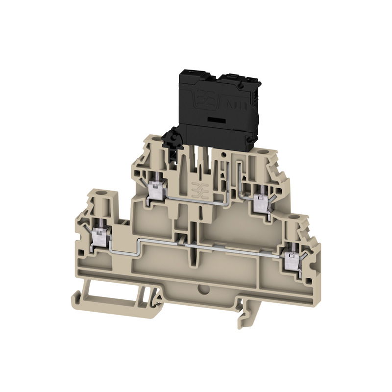 Morsetto componibile portafusibile, Collegamento a vite, Beige scuro, 4 mm², 6.3 A, 500 V, Numero di collegamenti: 4, Numero di piani: 2, TS 35