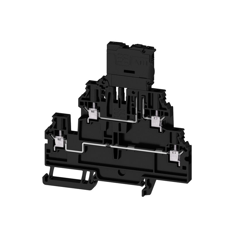 Morsetto componibile portafusibile, Collegamento a vite, nero, 4 mm², 6.3 A, 500 V, Numero di collegamenti: 4, Numero di piani: 2, TS 35