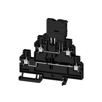 Morsetto componibile portafusibile, Collegamento a vite, nero, 4 mm², 6.3 A, 500 V, Numero di collegamenti: 4, Numero di piani: 2, TS 35