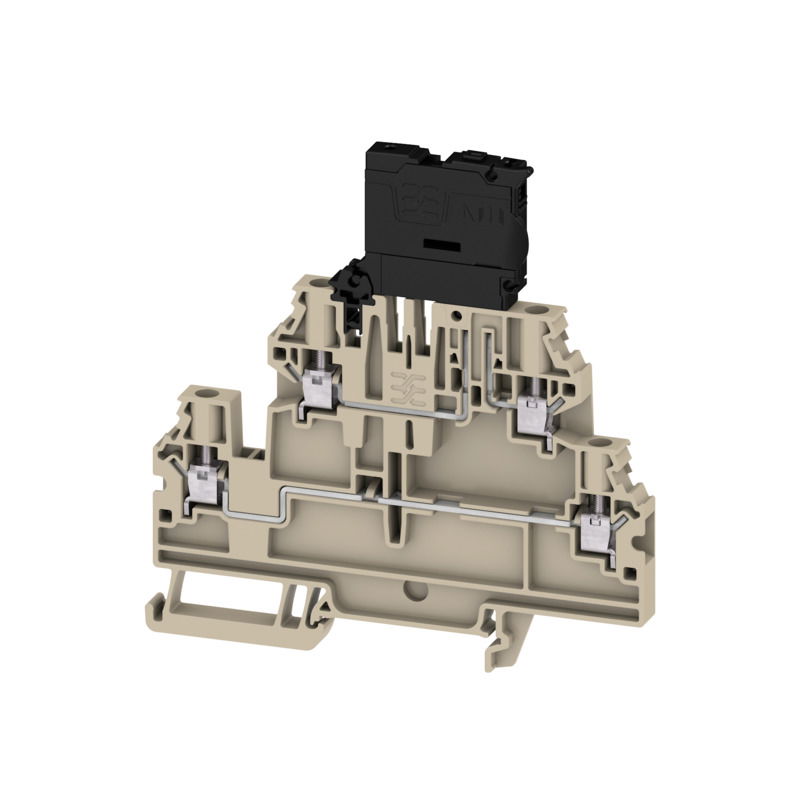 Morsetto componibile portafusibile, Collegamento a vite, Beige scuro, 4 mm², 6.3 A, 36 V, Numero di collegamenti: 4, Numero di piani: 2, TS 35