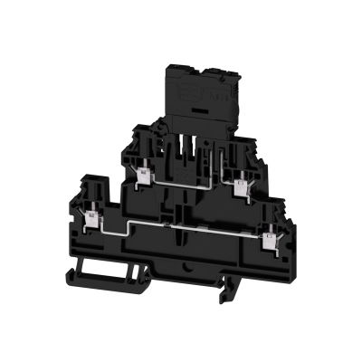 Morsetto componibile portafusibile, Collegamento a vite, nero, 4 mm², 6.3 A, 36 V, Numero di collegamenti: 4, Numero di piani: 2, TS 35