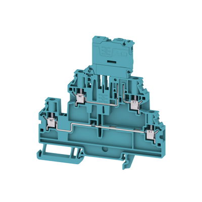 Sicherungs-Reihenklemme, Schraubanschluss, blau, 4 mm², 6.3 A, 70 V, Anzahl Anschlüsse: 4, Anzahl der Etagen: 2, TS 35