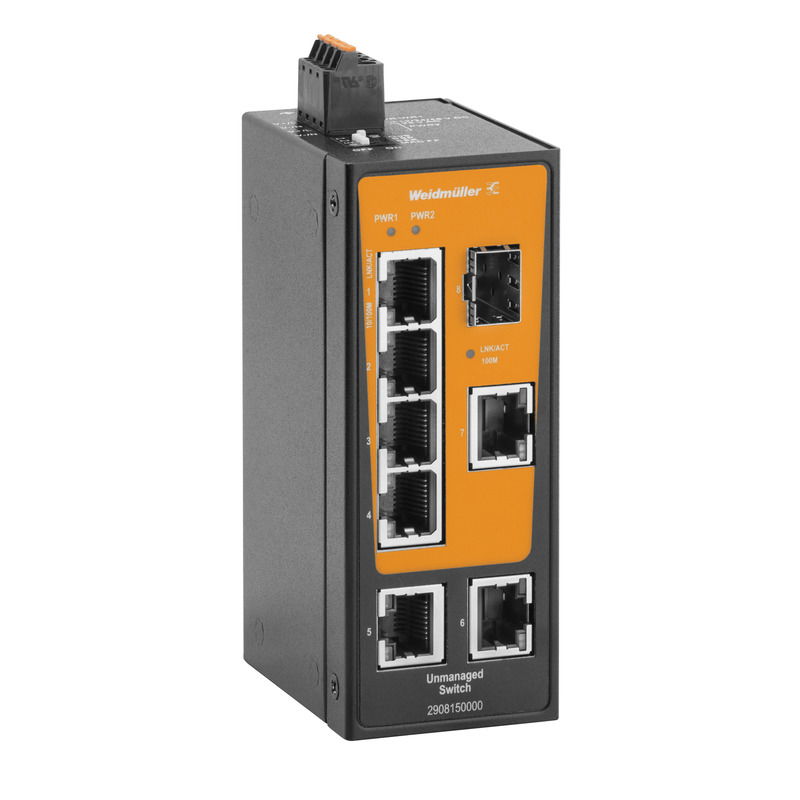 Switch rete, unmanaged, Fast Ethernet, 7x RJ45, 1x 100BaseSFP slot, -40 °C...75 °C, IP30