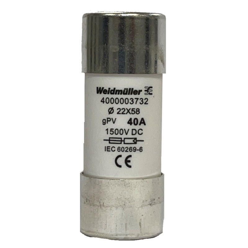 Elemento fusibile cilindrico, Fotovoltaico, 1500 , 22 x 58 mm, gPV, 40 A