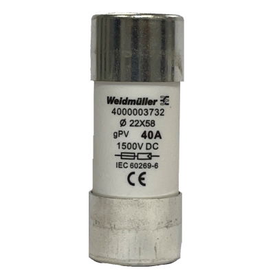 Elemento fusibile cilindrico, Fotovoltaico, 1500 , 22 x 58 mm, gPV, 40 A