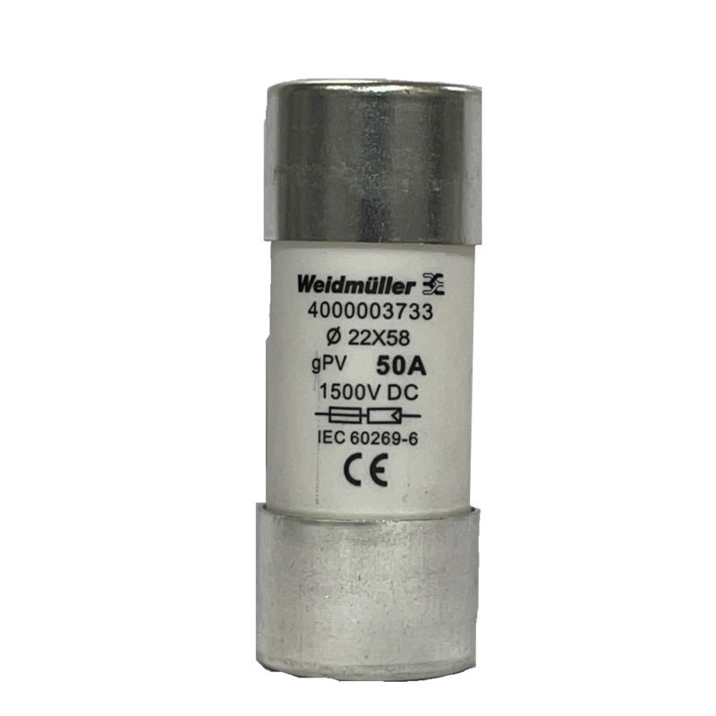 Elemento fusibile cilindrico, Fotovoltaico, 1500 , 22 x 58 mm, gPV, 50 A