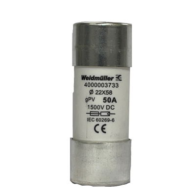 Elemento fusibile cilindrico, Fotovoltaico, 1500 , 22 x 58 mm, gPV, 50 A