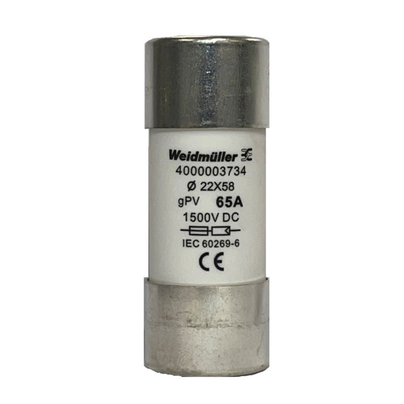 Elemento fusibile cilindrico, Fotovoltaico, 1500 , 22 x 58 mm, gPV, 65 A
