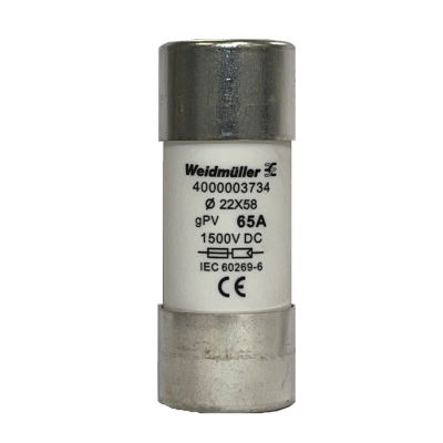 Elemento fusibile cilindrico, Fotovoltaico, 1500 , 22 x 58 mm, gPV, 65 A