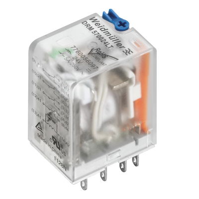 Minirelè industriale, 24 V DC, LED verde, 4 Contatto di scambio (AgNi flash dorata) , 250 V AC, 5 A, Tasto di prova disponibile: Sì