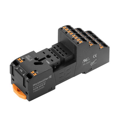 Zoccolo portarelè, IP20, 4 Contatto di scambio , 6 A, PUSH IN