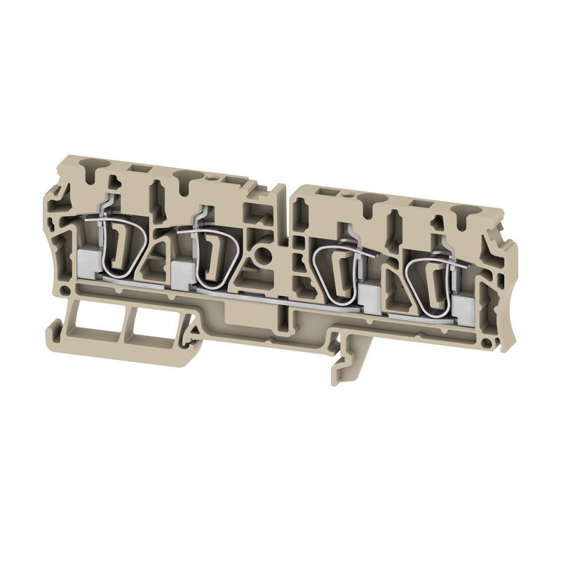 Morsettiera passante, Molla autobloccante, Beige scuro, 4 mm², 32 A, 800 V, Numero di collegamenti: 4