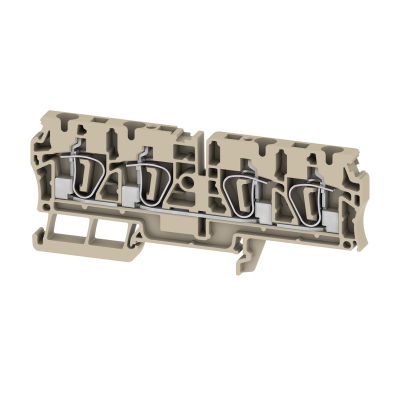 Morsettiera passante, Molla autobloccante, Beige scuro, 4 mm², 32 A, 800 V, Numero di collegamenti: 4