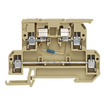 Morsetto componibile portafusibile, Collegamento a vite, beige / giallo, 4 mm², 6.3 A, 24 V, Numero di collegamenti: 4, Numero di piani: 2, TS 35