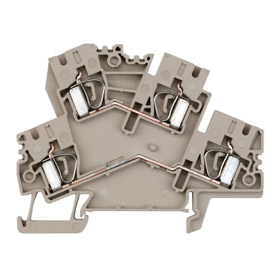 Morsetto componibile a più piani, Molla autobloccante, Beige scuro, 4 mm², 800 V, Numero di collegamenti: 4, Numero di piani: 2, TS 35, V-0