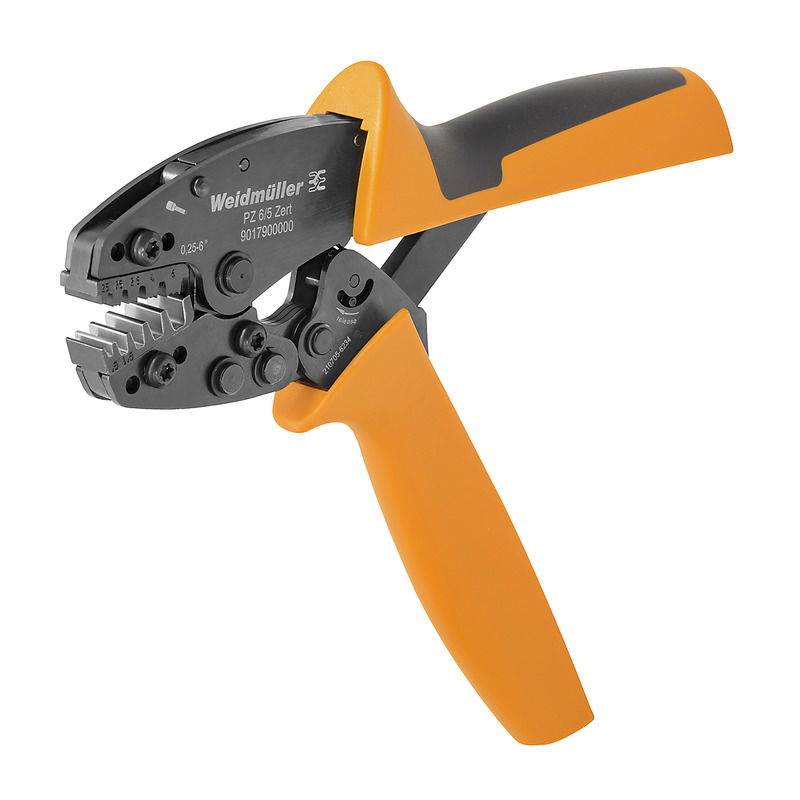 Pinza crimpatrice, Capicorda tubiformi con/senza collare isolante in plastiva, 0.25 mm², 6 mm², Crimpatura con profilo trapezoidale