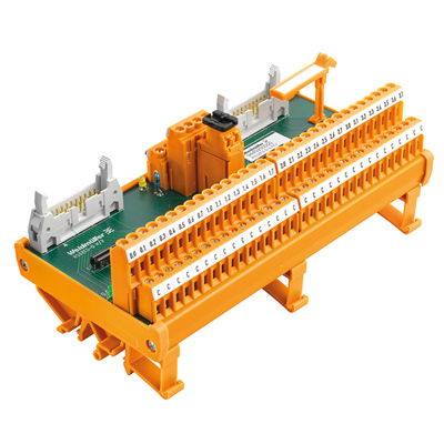 Übergabemodul mit Relais, LL2N 5,08 mm, Schraubanschluss, 2 x Steckverbinder nach IEC60603-13/DIN41651, 2x20-poliger Stecker, 2-Draht, LED-Statusanzei