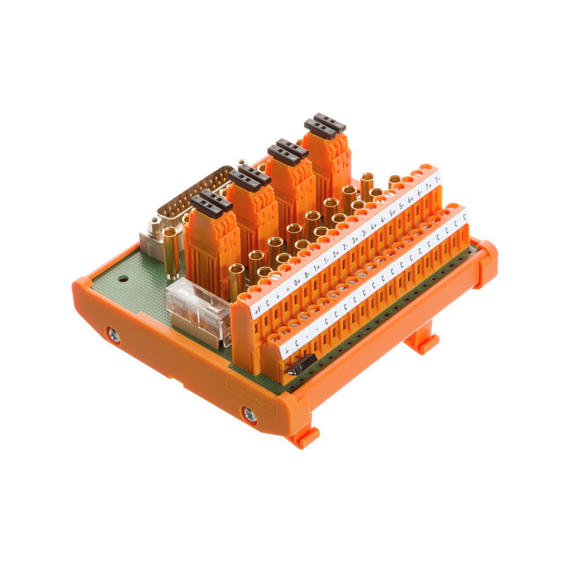 Übergabemodul mit Klemme, Steckverbinder, Bauteilen, SUB-D-Stecker gemäß IEC 60807-2 / DIN 41652, 25-poliger Stecker, Zugfederanschluss