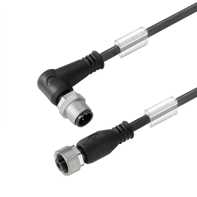 Sensor-Aktor-Leitung, M12 / M12, Polzahl: 5, 1 m, Stift, gewinkelt - Buchse, gerade, LED: Nein, Geschirmt: Nein