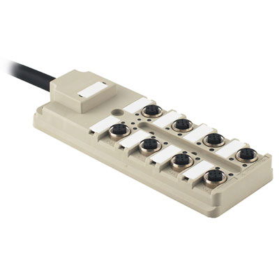 Passiver Sensor-/Aktor-Verteiler (mit Leitung), Fixkabelversion, M12, 30 V, A-codiert, LED: Ja, Initiator LED: Ja, Beschaltungstyp: PNP