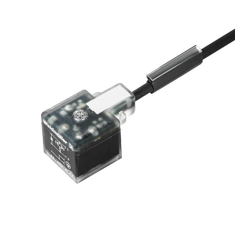 Ventilleitung (konfektioniert), Kabelende offen - Ventilstecker, Bauform A (18 mm), Kabellänge: 0.8 m, PUR, schwarz