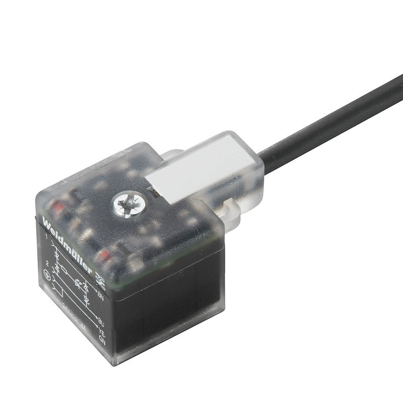 Ventilleitung (konfektioniert), Kabelende offen - Ventilstecker, Bauform A (18 mm), Kabellänge: 5 m, PUR, schwarz