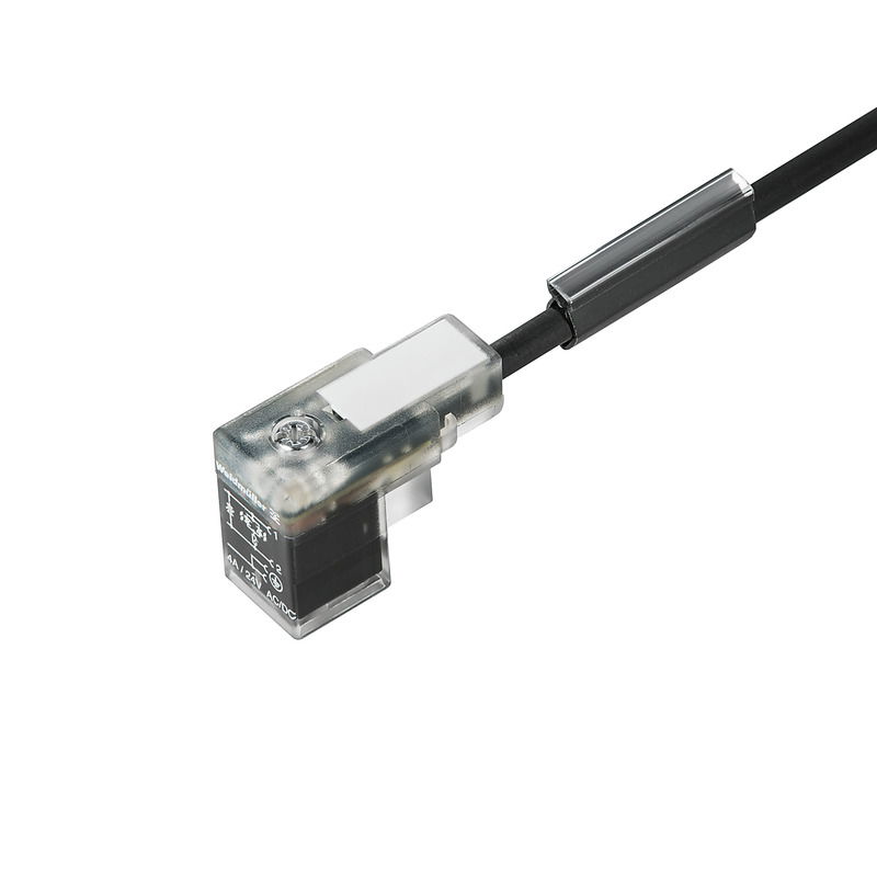 Cavi della valvola (preconfezionati), Estremità cavo aperta - connettore per valvole, Forma C Industria (9,4 mm), Lunghezza del cavo: 2 m, PUR, nero