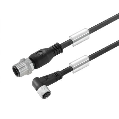 Cavi sensore-attuatore, M12 / M8, Numero di poli: 3, 6.6 m, perno, dritto - presa, 90°, LED: No, Schermato: No