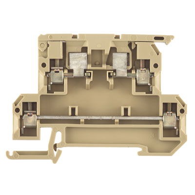 Sicherungs-Reihenklemme, Schraubanschluss, beige/gelb, 4 mm², 6.3 A, 500 V, Anzahl Anschlüsse: 4, Anzahl der Etagen: 2, TS 35