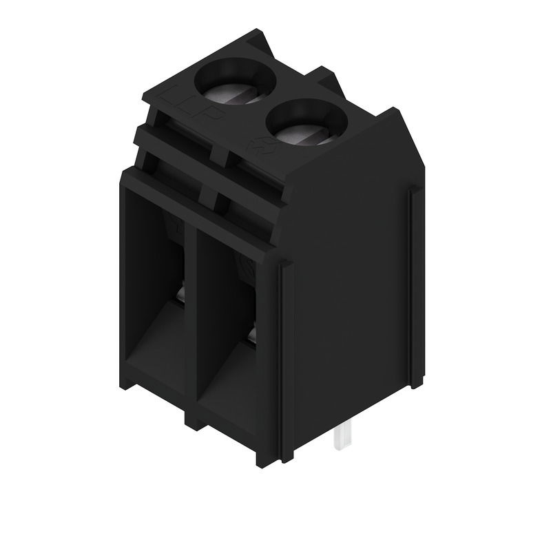 Leiterplattenklemme, 320 V, 25 A, Raster in mm: 6.35, 6 mm², Polzahl: 2, Zugbügelanschluss, THT-Lötanschluss, 90°, Box