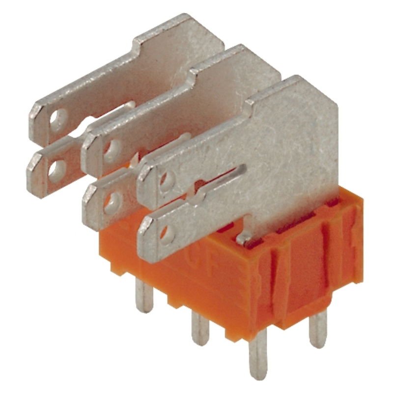 Leiterplattenklemme, 320 V, 24 A, Raster in mm: 5.00, Polzahl: 3, Flachsteckanschluss, THT-Lötanschluss, 90°, Box