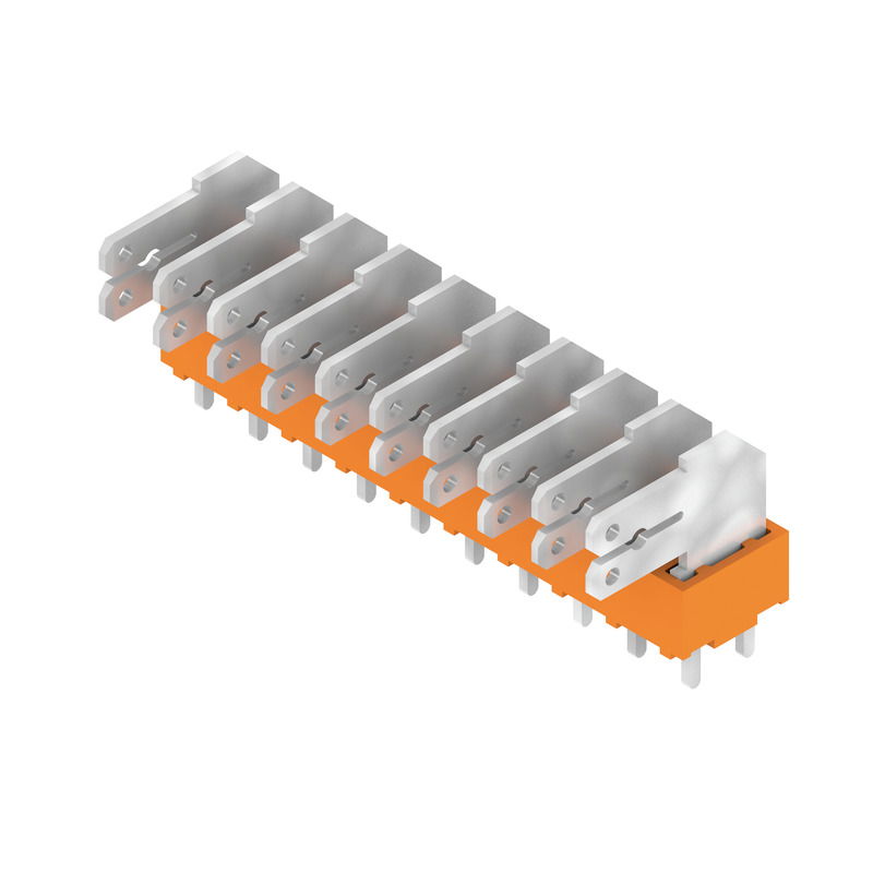 Leiterplattenklemme, 320 V, 24 A, Raster in mm: 5.00, Polzahl: 10, Flachsteckanschluss, THT-Lötanschluss, 90°, Box