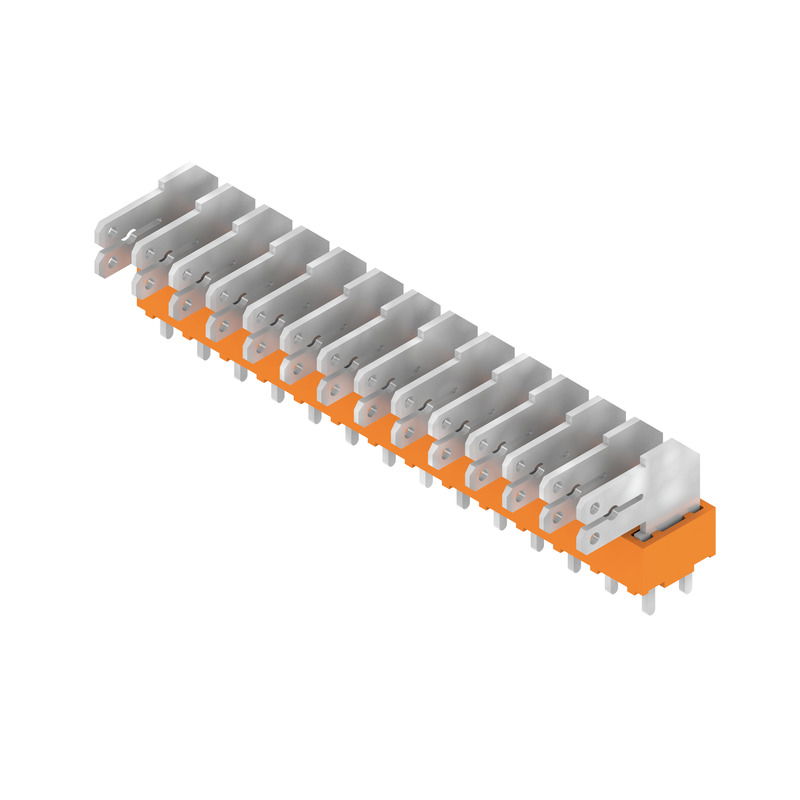Leiterplattenklemme, 320 V, 24 A, Raster in mm: 5.00, Polzahl: 14, Flachsteckanschluss, THT-Lötanschluss, 90°, Box