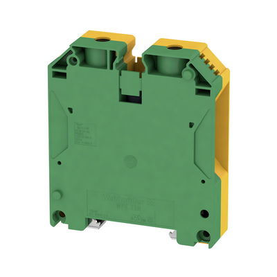 Schutzleiter-Reihenklemme, Schraubanschluss, grün / gelb, 70 mm², 1000 V, Anzahl Anschlüsse: 2, Anzahl der Etagen: 1, TS 35, V-0, Wemid