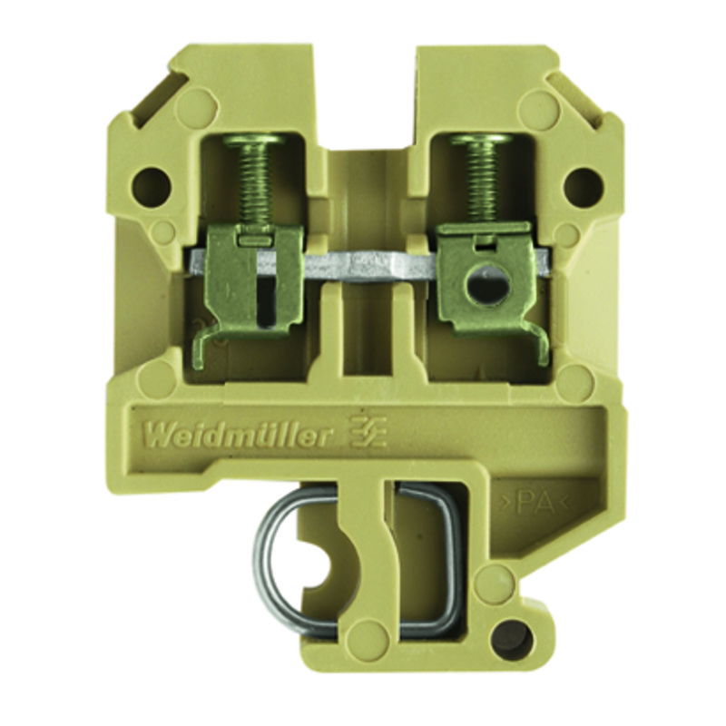 Durchgangs-Reihenklemme, Schraubanschluss, beige/gelb, 2.5 mm², 24 A, 800 V, Anzahl Anschlüsse: 2