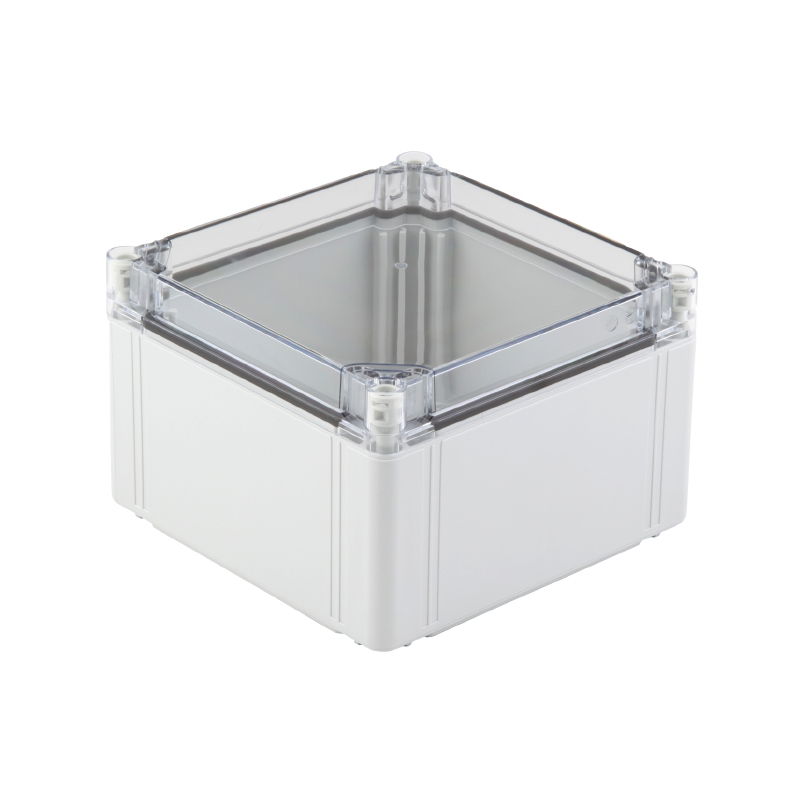 Kunststoffgehäuse, FPC (Polycarbonat-Leergehäuse), 200 x 200 x 132 mm, PC, unbehandelt, lichtgrau, transparent